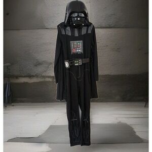 Darth Vader Halloween Costume Sz Medium 8-10 Boys Jumpsuit Mask Belt & Cape 4 Pc